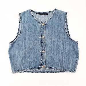 Vintage 90s Boxy Fit Denim Crop Top Sleeveless
